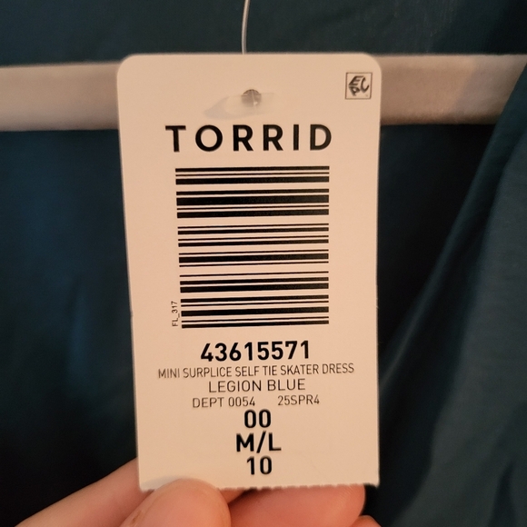 Torrid Legion Blue Surplice Skater Dress Sz 10 | NWT Easy Fit - Picture 4 of 5